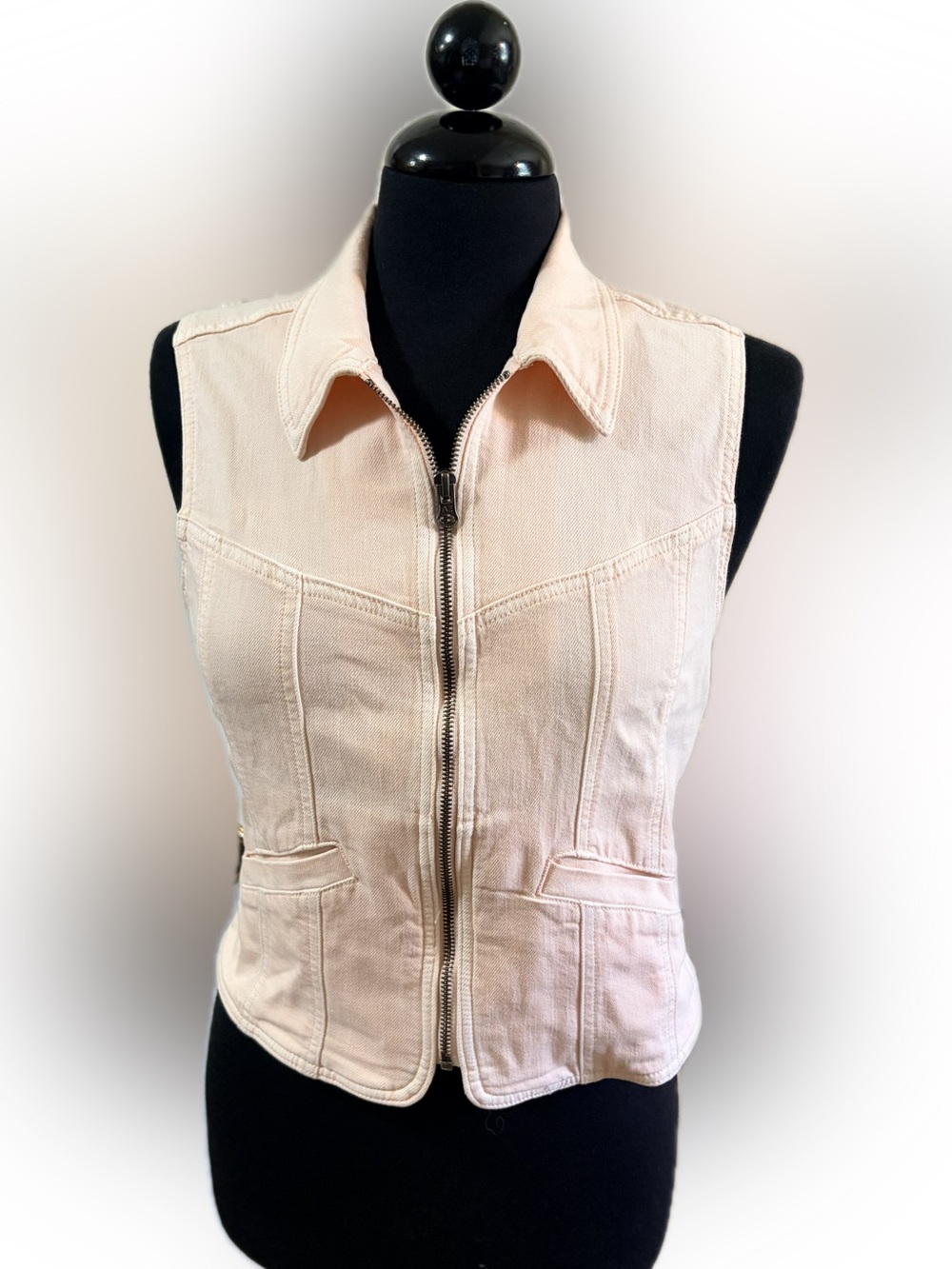 American Eagle Outfitters Pale Pink Denim Vest